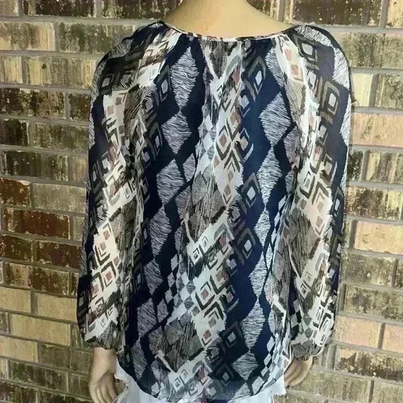 Hayden Los Angeles women’s long sleeve business casual printed top size S - Picture 7 of 9